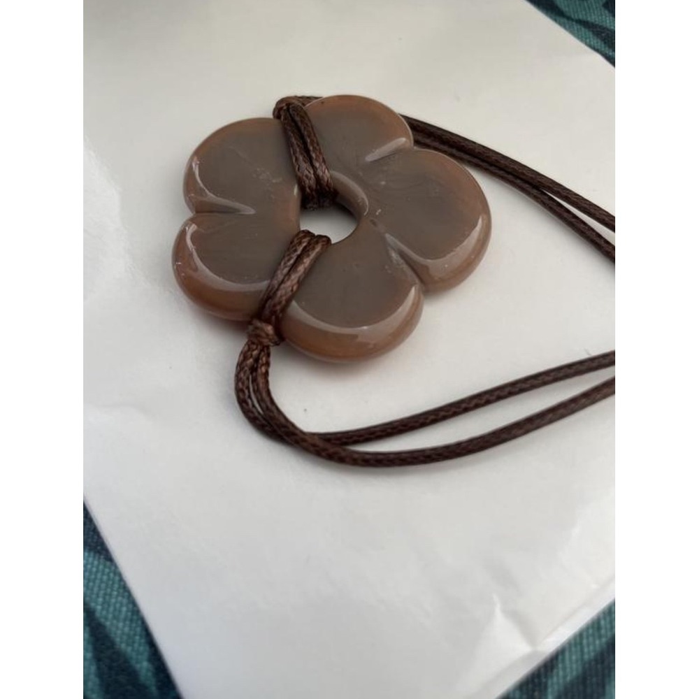 Free People Brown Baby Flower Cord Choker Necklace Adjustable Y2K Brown Glass - Picture 2 of 8